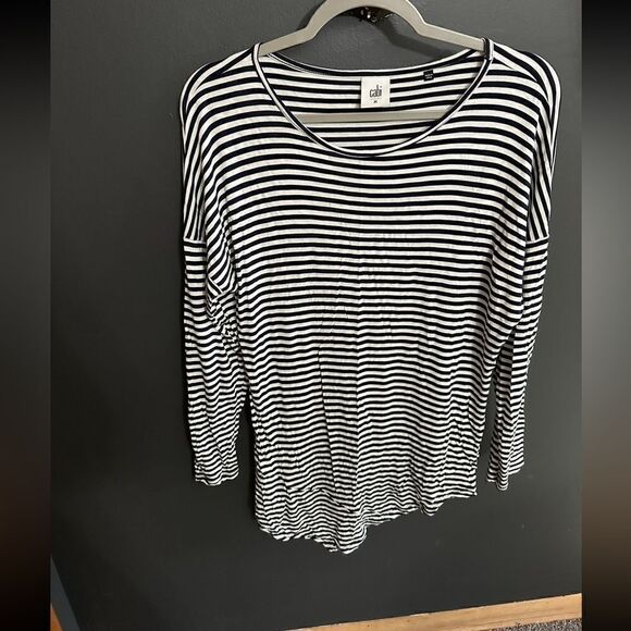 CAbi 5064 Boat Stripe Long Sleeve Asymmetrical Tunic Tee Size M - Picture 3 of 11